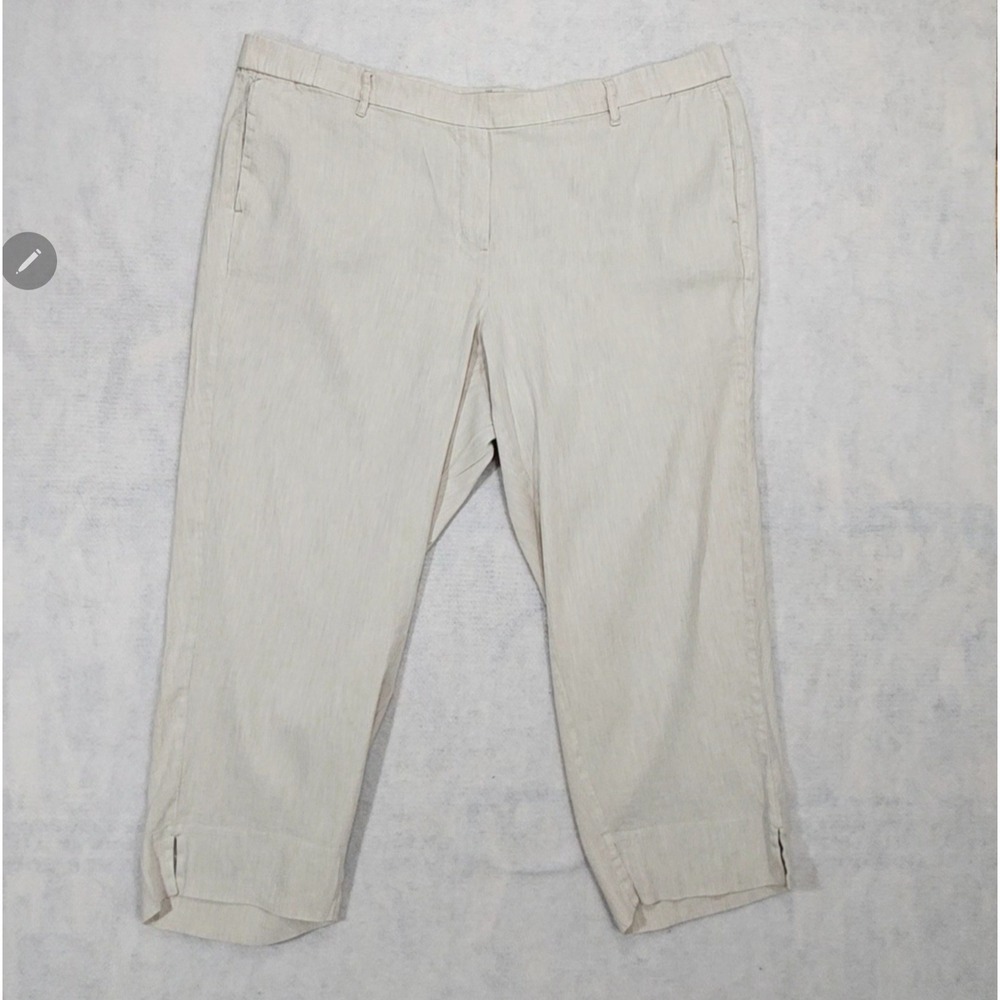 J Jill‎ Linen Pants Womens Sz 20 2X Crap Pull On "LINEN STRETCH" Pockets Beige